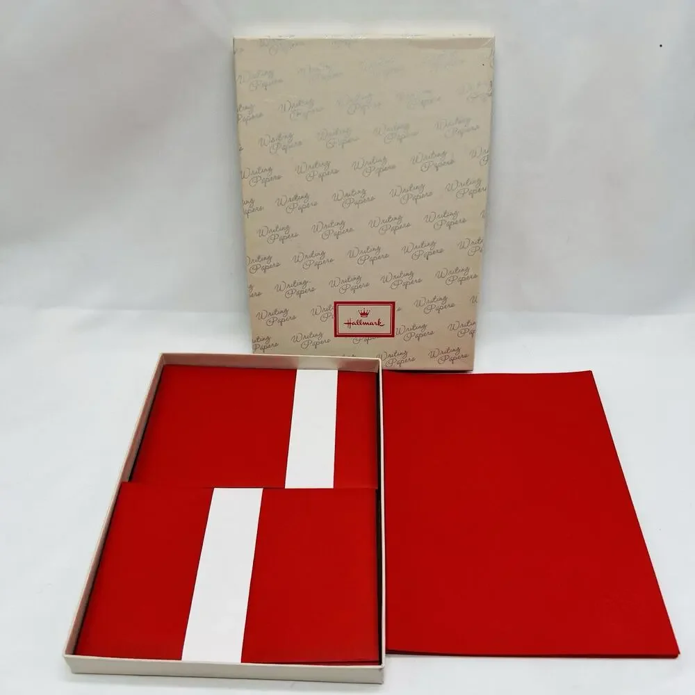 VTG Hallmark Christmas Stationery Writing Papers Set Embossed Seal Holly Berries